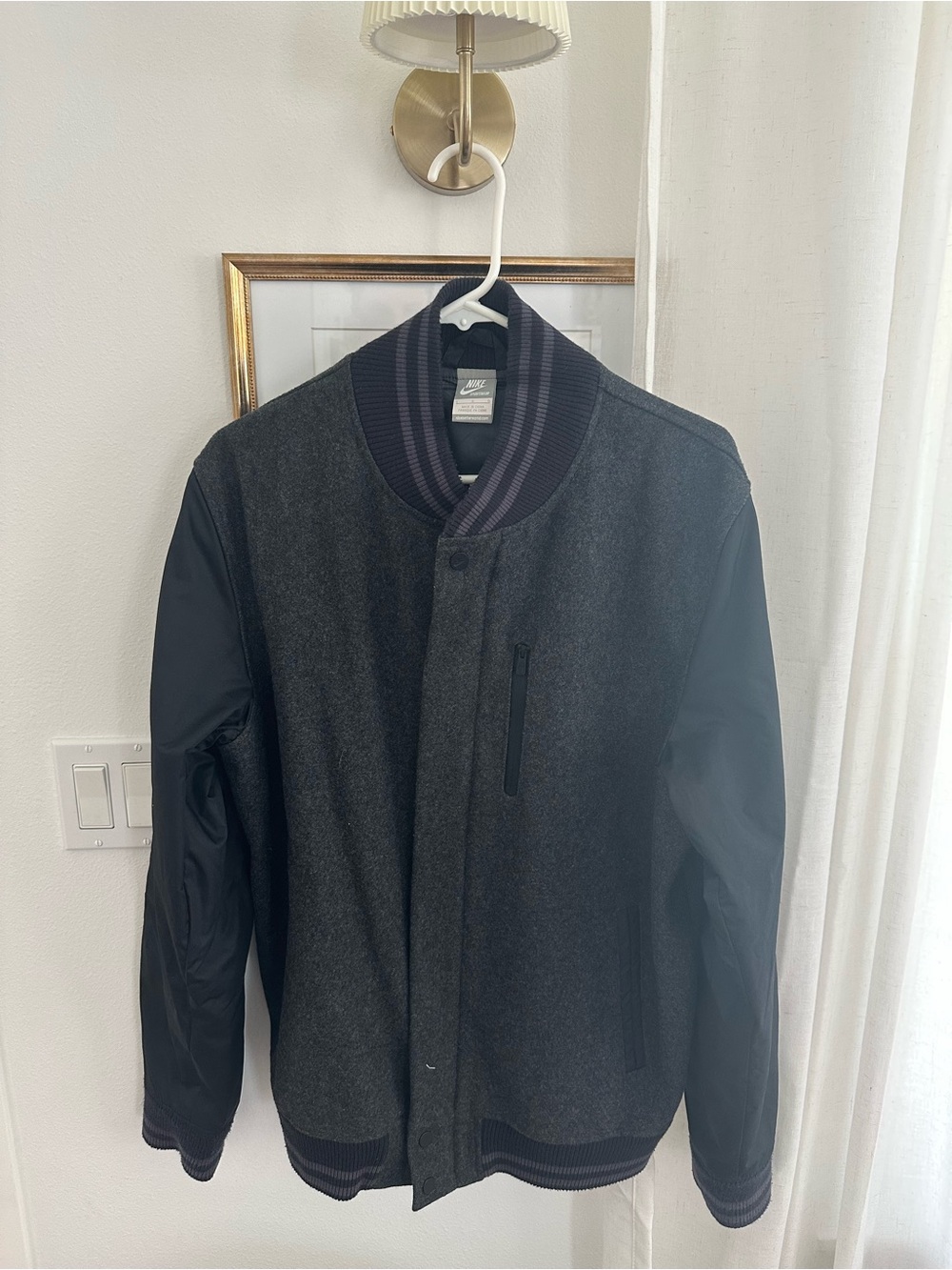 Nike Men's Charcoal and Black Bomber Jacket